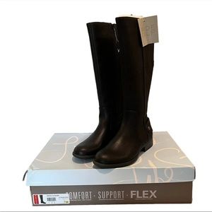 Life Stride Soft System Black Riding Boots Wide Calf Comfort 7M-WC Xtrovert NEW